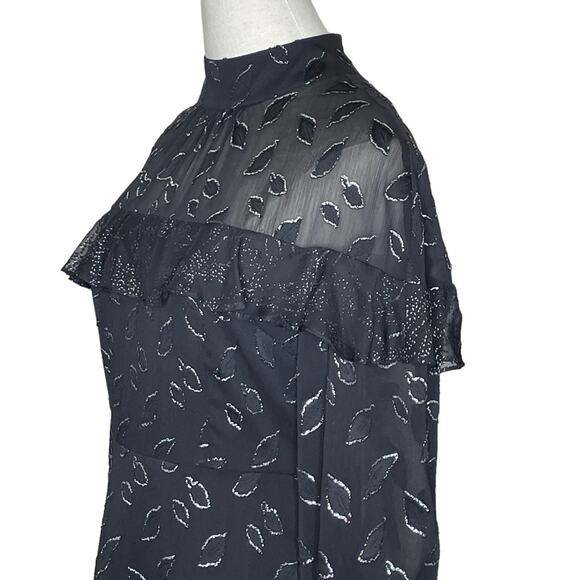 BCBG MAXAZRIA Size 4 Black Chiffon Ruffled Cocktail Mini Dress NEW WITH TAGS - Picture 6 of 16